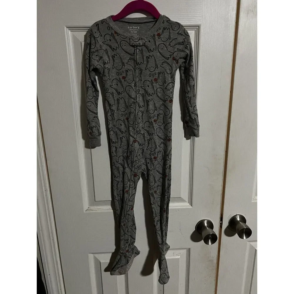 Carters 3T Unisex Halloween Ghost Footed Pajamas